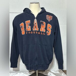 NFL Chicago Bears Football Hoodie in Navy Orange SIZE XL Ties intact 27”L 22”p2p